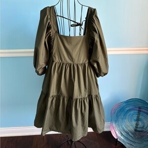 Tiered Green Dress with Open back